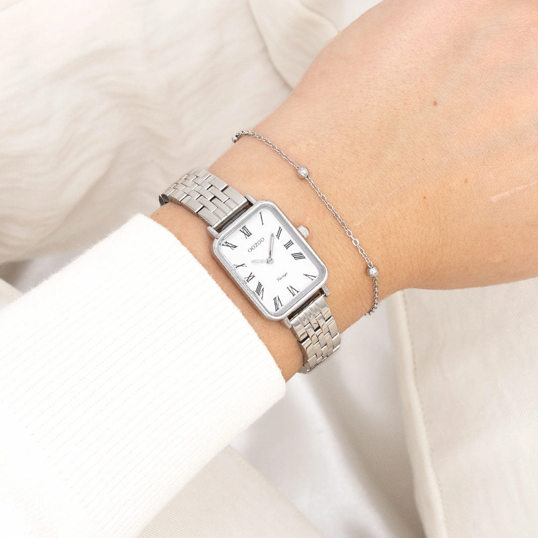 Silver coloured OOZOO watch with stainless steel bracelet - C20410