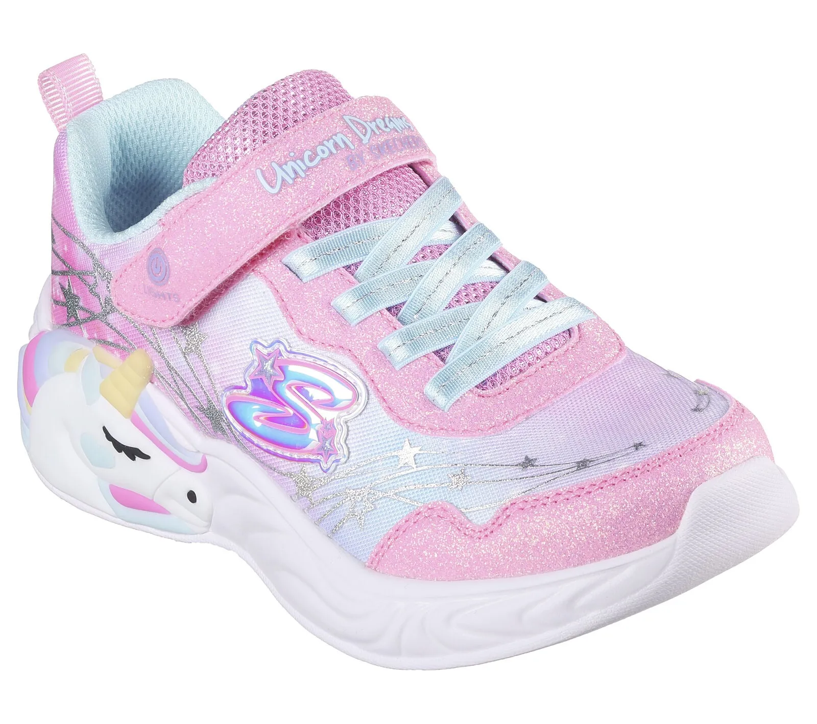 Skechers Pink/Turquoise Unicorn Dreams S-Lights Children's Sneaker
