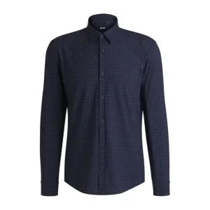 Slim-fit shirt in printed performance-stretch jersey