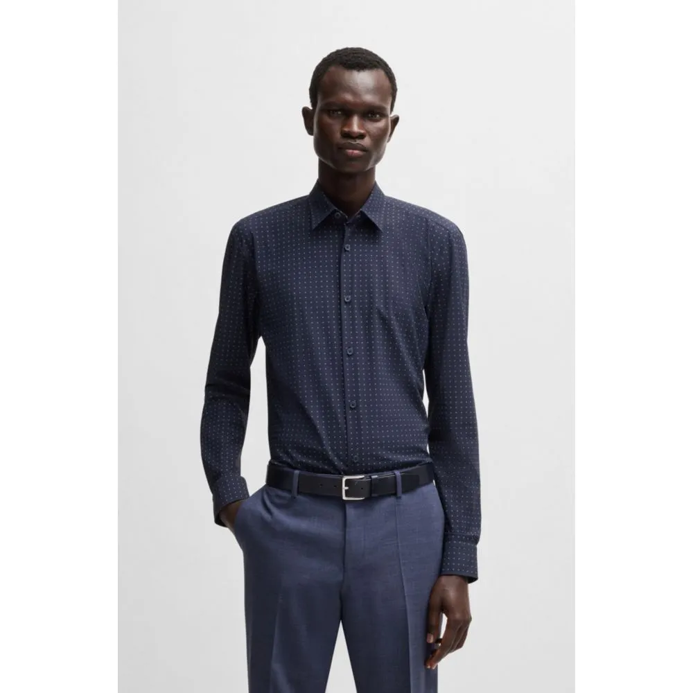 Slim-fit shirt in printed performance-stretch jersey