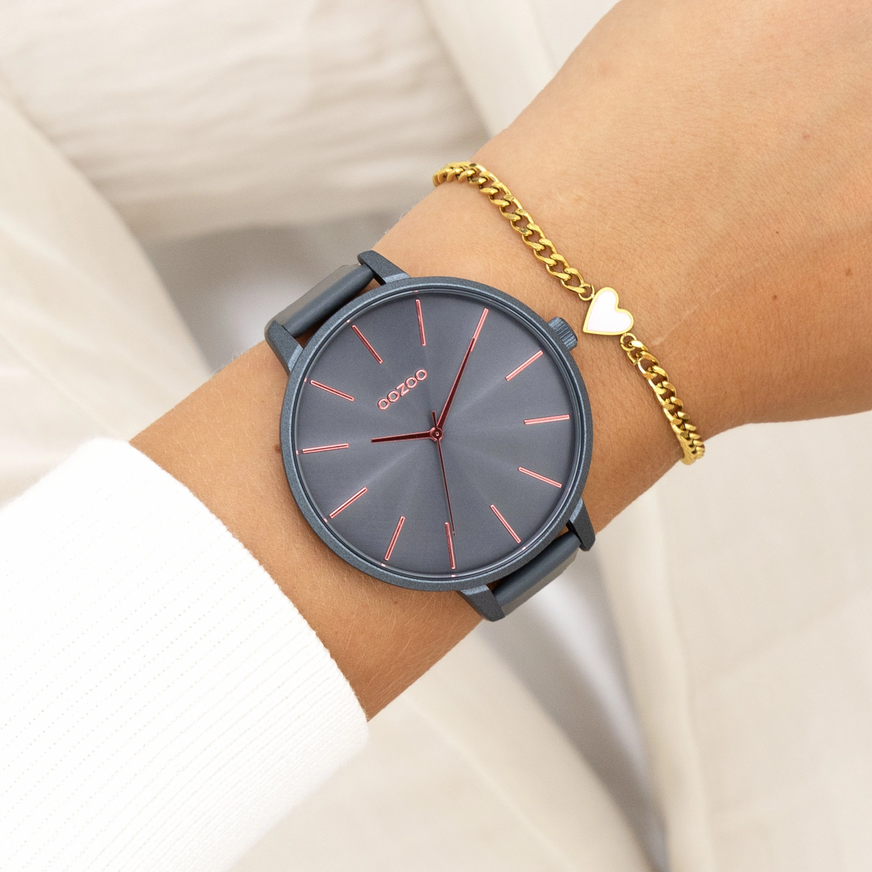Smoke grey OOZOO watch with leather strap - C11254