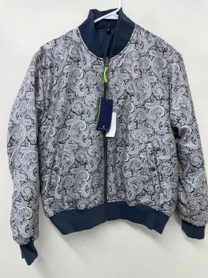 Society of Threads Bomber Jacket Men Medium Gray Paisley Print Reversible APP899