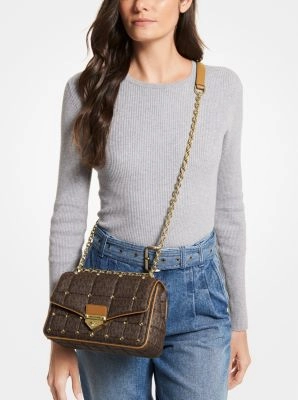 SoHo Large Studded Quilted Signature Logo Shoulder Bag