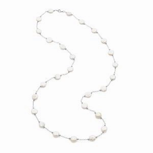 Sterling Silver 12-13 mm Cultured White Freshwater Pearl Coin 38" Necklace