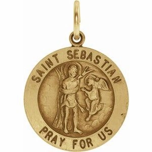 Sterling Silver 18 mm Round St. Sebastian Medal
