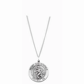 Sterling Silver 33 mm St. Christopher Medal 24 Necklace