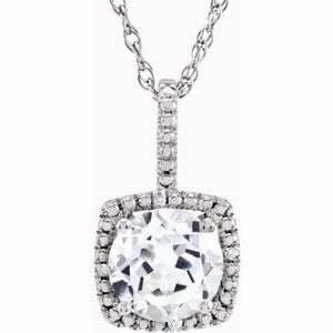 Sterling Silver 6.5-7 mm Cultured White Freshwater Pearl & .015 CTW Natural Diamond 18" Necklace