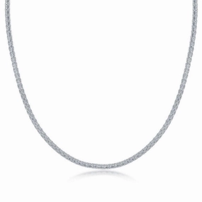 Sterling Silver Diamond-Cut Wire Design Necklace