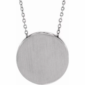 Sterling Silver Engravable Disc 16-18" Necklace