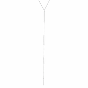 Sterling Silver Extra Long Y Design Bar Necklace