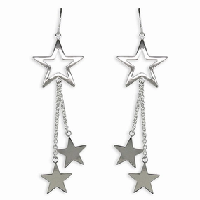 Sterling Silver Ladies Star Drop Earrings
