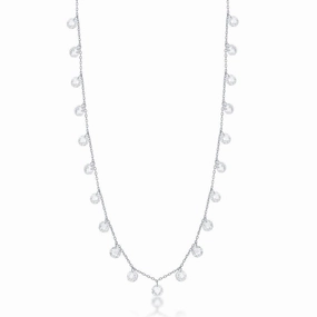 Sterling Silver Linked Cubic Zirconia Necklace