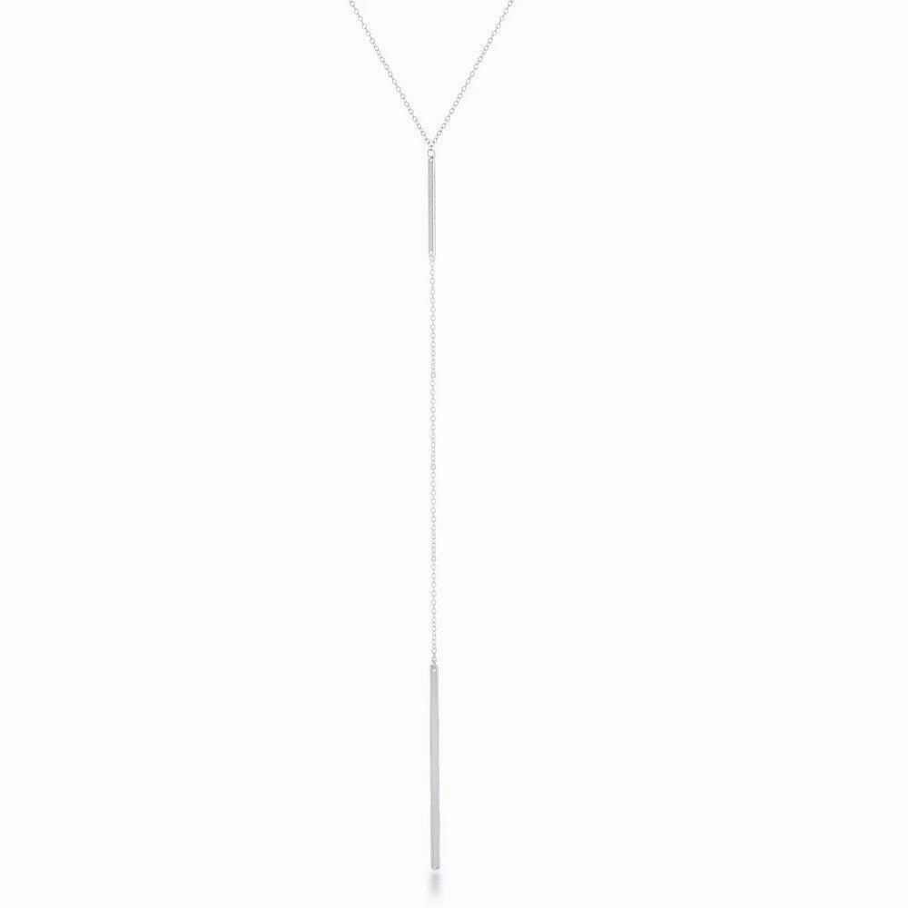 Sterling Silver Long Hanging Chain Bar Y Necklace