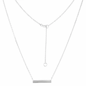 Sterling Silver Matte Bar Design Necklace