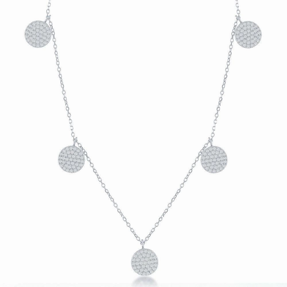 Sterling Silver Multi CZ Disc Necklace