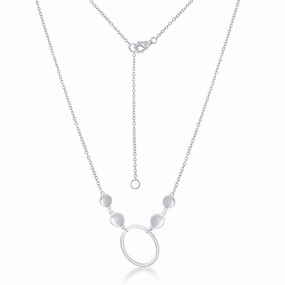 Sterling Silver Open Oval Flat Shiny Discs Necklace