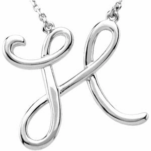 Sterling Silver Script Initial A 16" Necklace