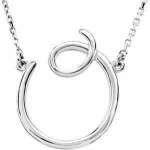 Sterling Silver Script Initial A 16" Necklace