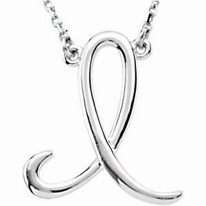 Sterling Silver Script Initial A 16" Necklace