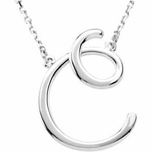 Sterling Silver Script Initial A 16" Necklace