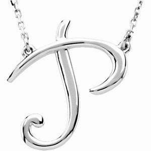 Sterling Silver Script Initial A 16" Necklace