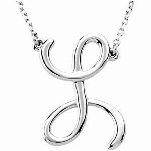 Sterling Silver Script Initial A 16" Necklace