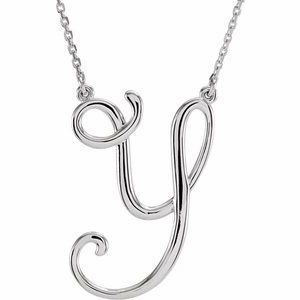 Sterling Silver Script Initial A 16" Necklace