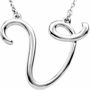 Sterling Silver Script Initial A 16" Necklace