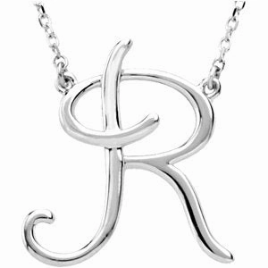 Sterling Silver Script Initial A 16" Necklace