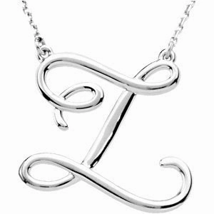 Sterling Silver Script Initial A 16" Necklace
