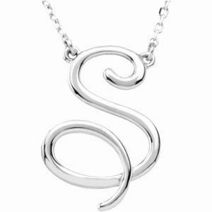 Sterling Silver Script Initial A 16" Necklace