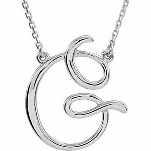 Sterling Silver Script Initial A 16" Necklace