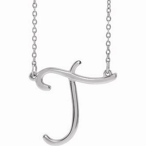 Sterling Silver Script Initial A 16" Necklace