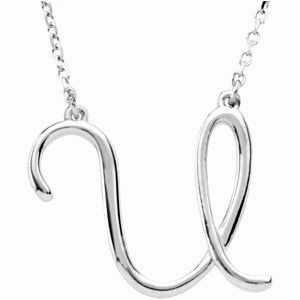 Sterling Silver Script Initial A 16" Necklace