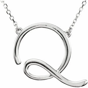 Sterling Silver Script Initial A 16" Necklace