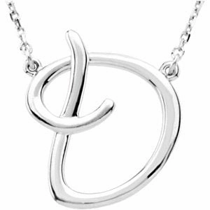 Sterling Silver Script Initial A 16" Necklace