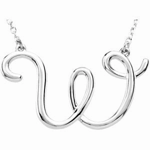 Sterling Silver Script Initial A 16" Necklace
