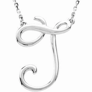 Sterling Silver Script Initial A 16" Necklace