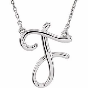 Sterling Silver Script Initial A 16" Necklace