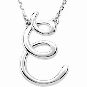 Sterling Silver Script Initial A 16" Necklace