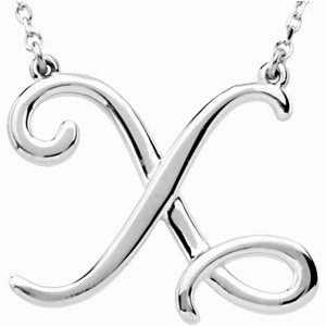 Sterling Silver Script Initial A 16" Necklace