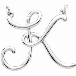 Sterling Silver Script Initial A 16" Necklace