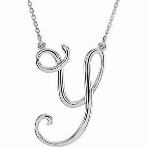 Sterling Silver Script Initial A 16" Necklace