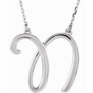 Sterling Silver Script Initial A 16" Necklace