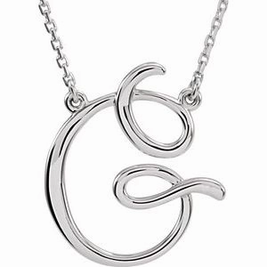 Sterling Silver Script Initial A 16" Necklace