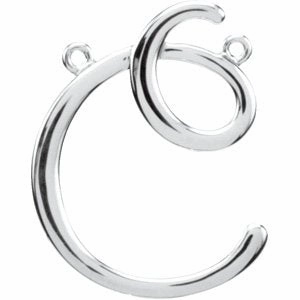 Sterling Silver Script Initial D Necklace Center