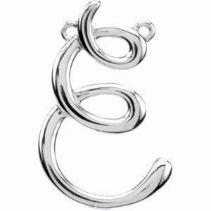 Sterling Silver Script Initial F Necklace Center