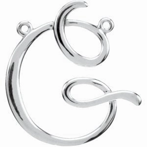 Sterling Silver Script Initial F Necklace Center