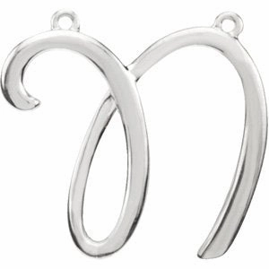 Sterling Silver Script Initial F Necklace Center