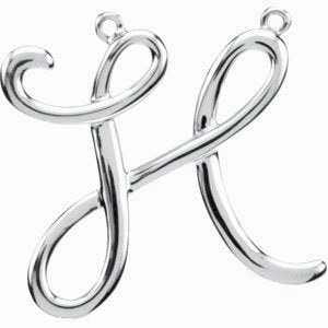 Sterling Silver Script Initial F Necklace Center